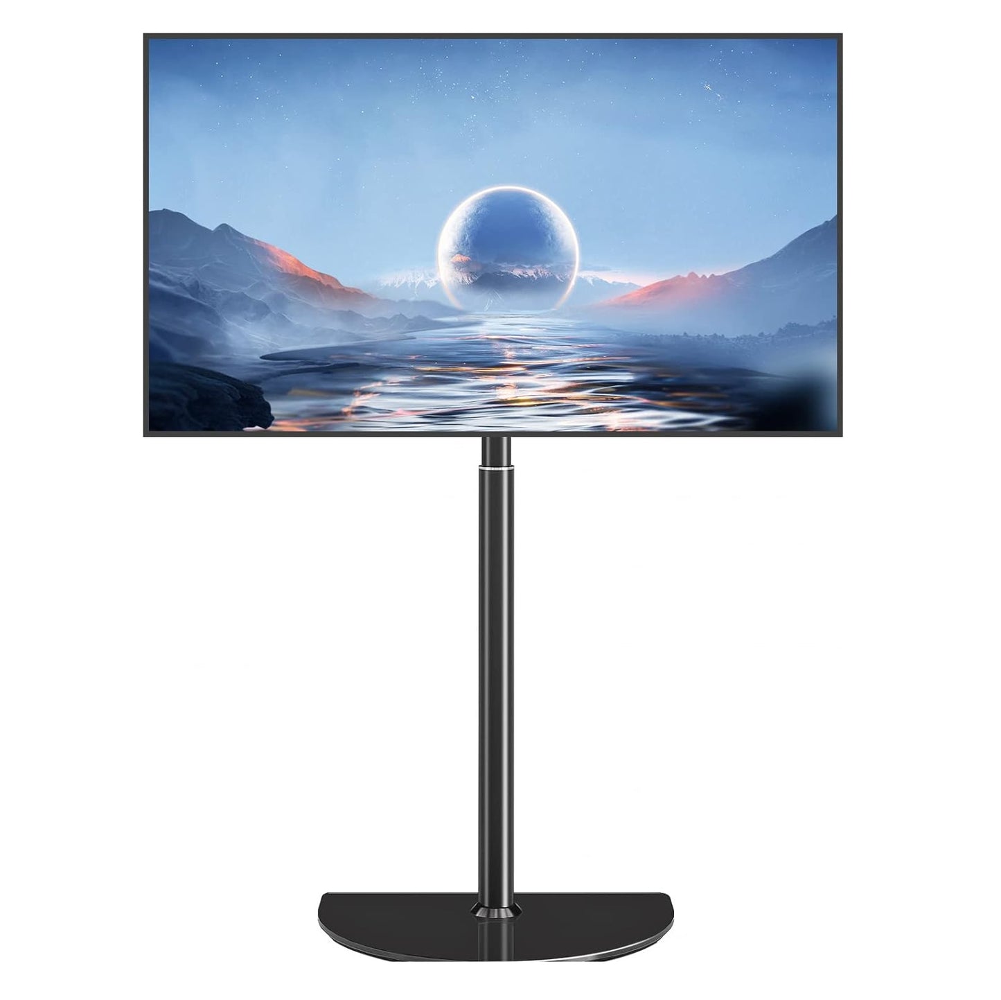 Rfiver Corner TV Floor Stand for 32-65 inch Flat Panel/Curved Screen TVs, Height Adjustable and Semi Circular Glass Base | TF1202