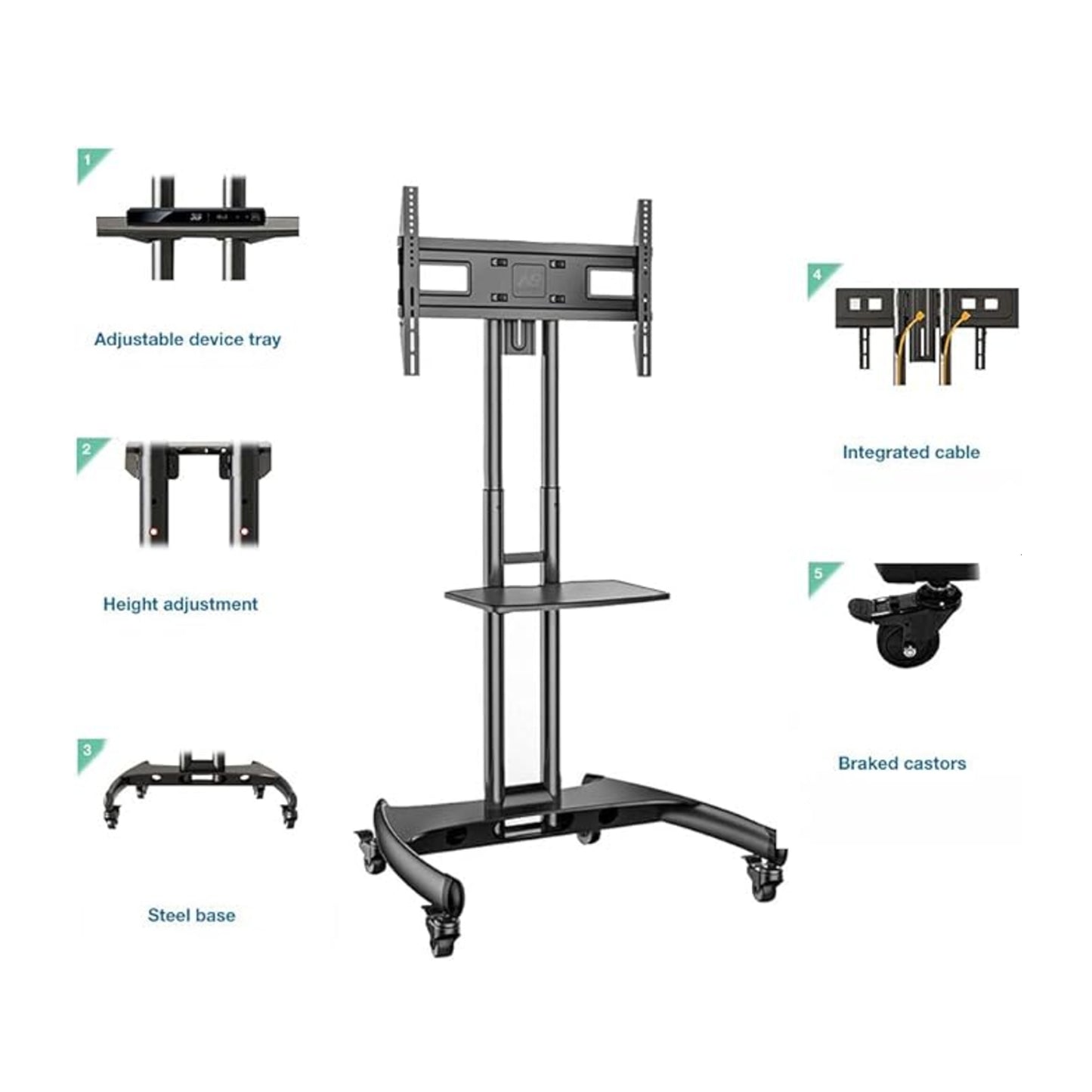 Mobile TV Stand with Wheels for 32"-75" TV