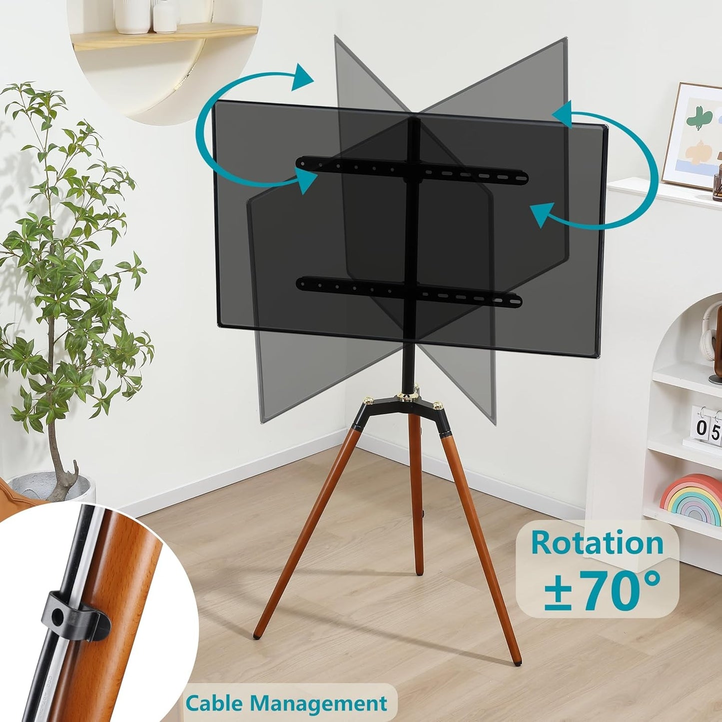 Tripod TV Floor Stand for 32–65 Inch Flat Screen TVs
