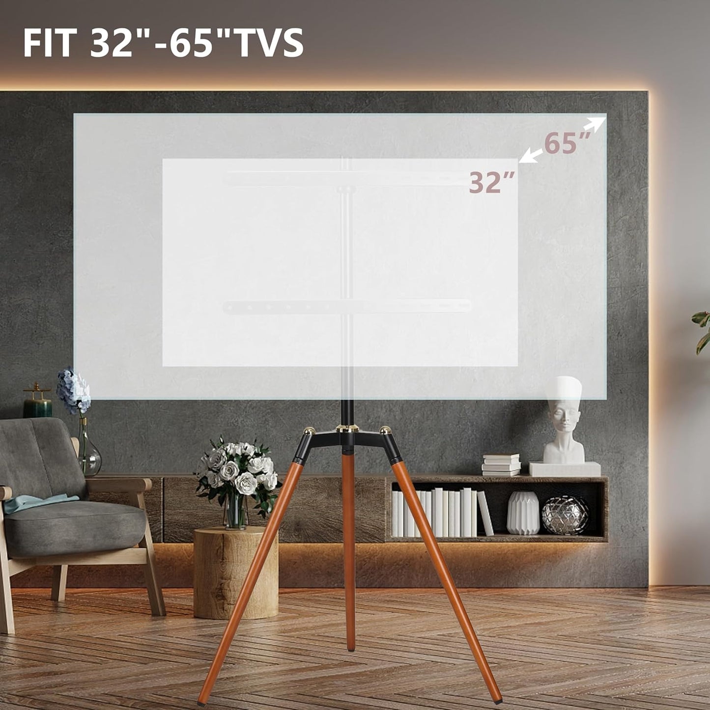 Tripod TV Floor Stand for 32–65 Inch Flat Screen TVs