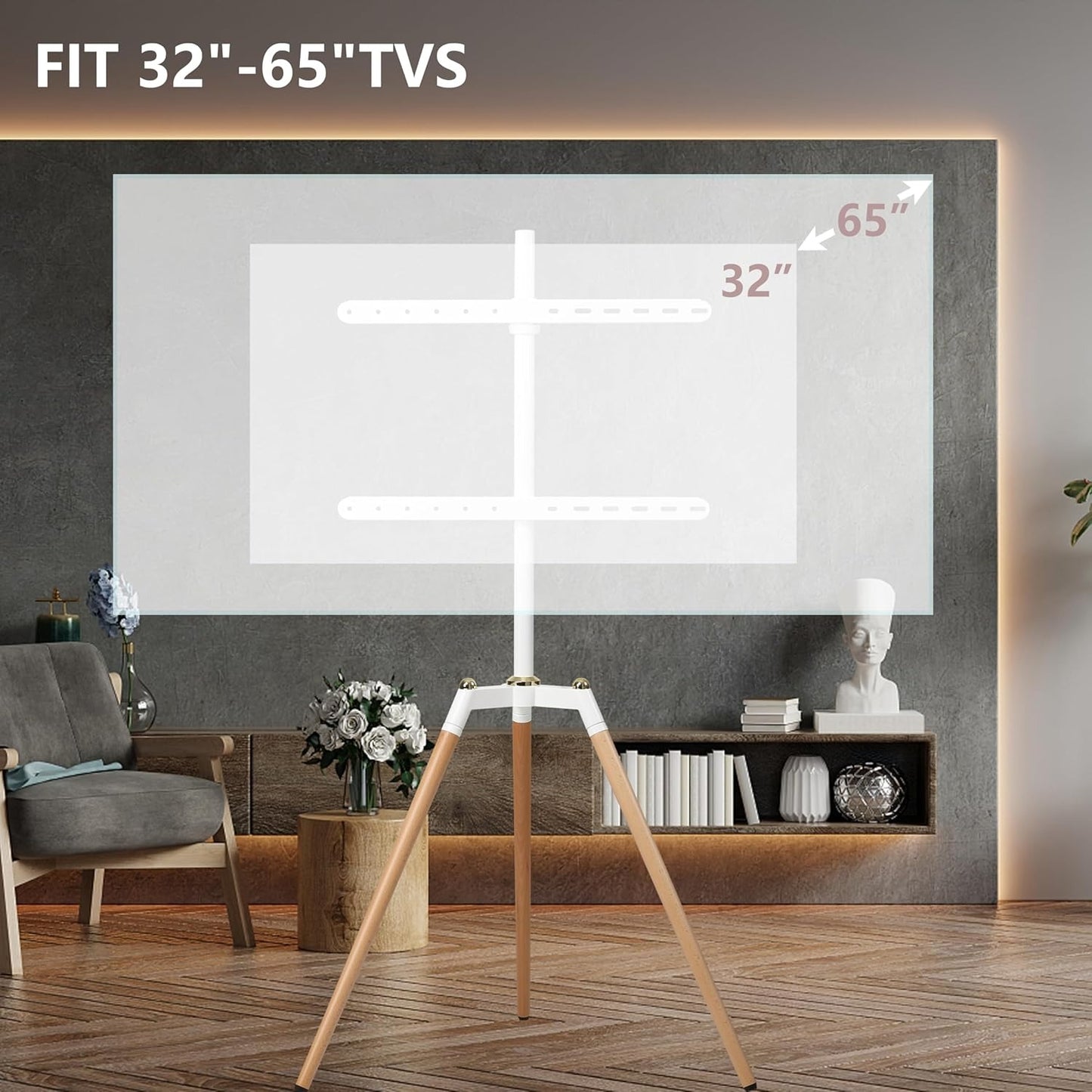 Tripod TV Floor Stand for 32–65 Inch Flat Screen TVs