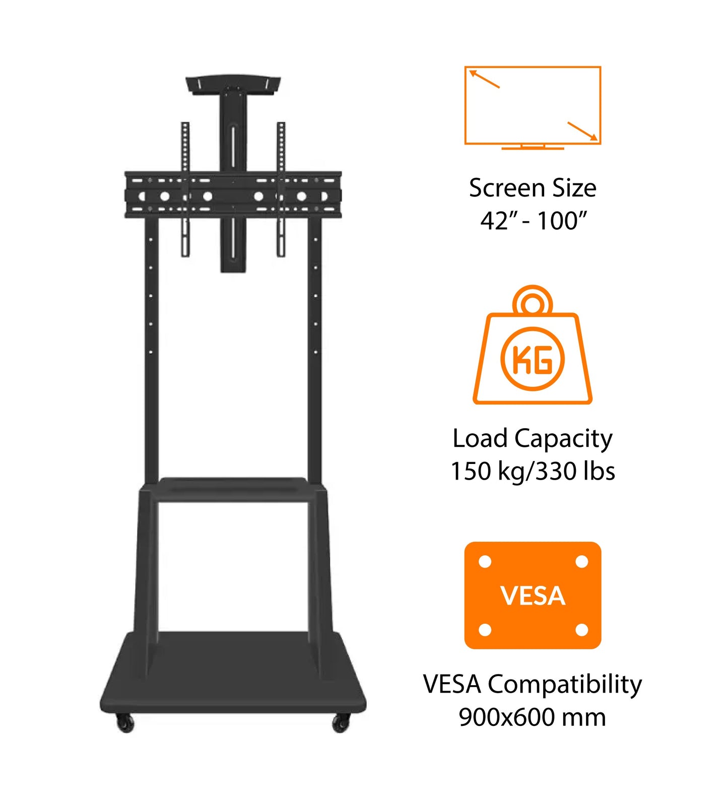 Mobile TV Stand with Wheels for 32"-80" Inch TV