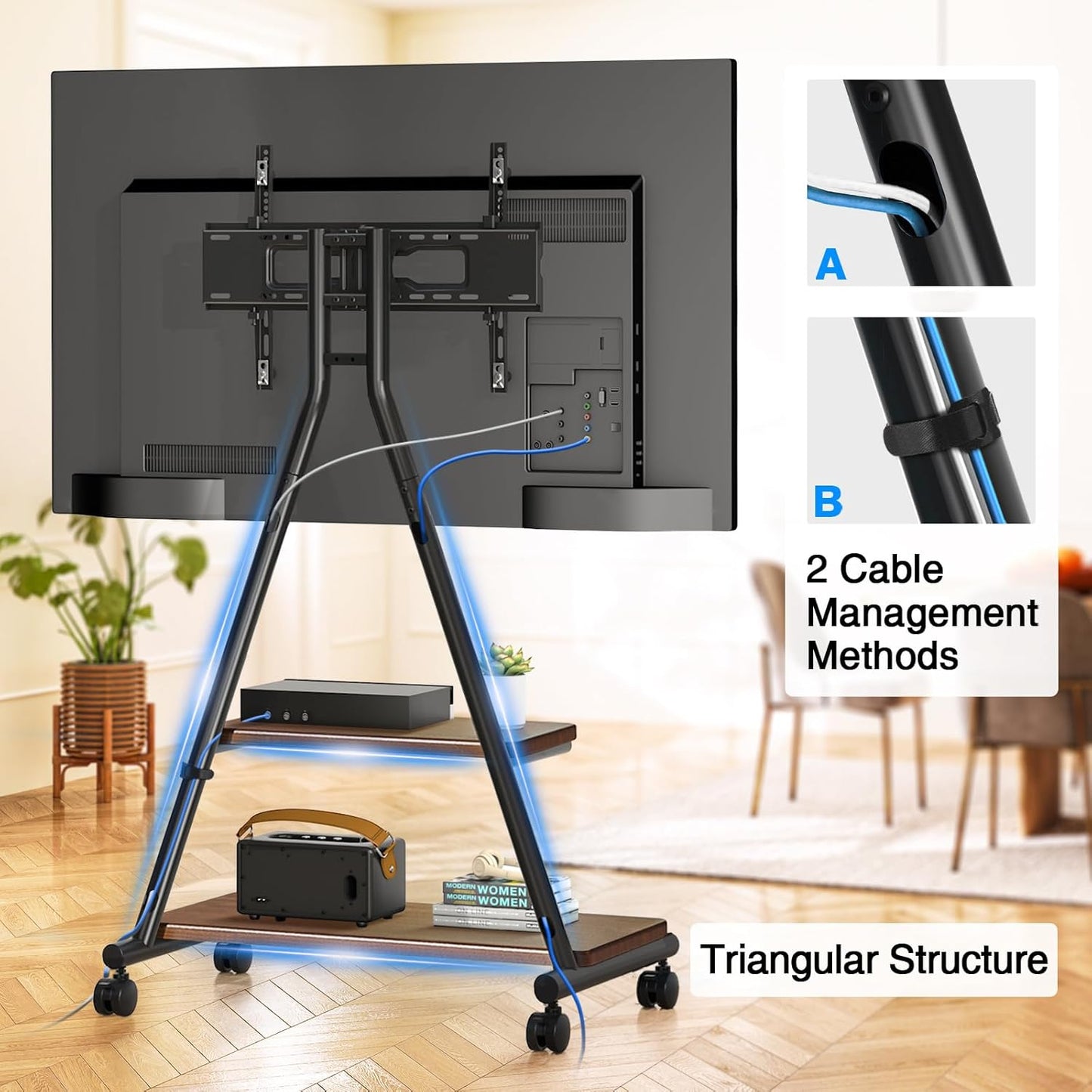 Heavy Duty Rolling TV Stand for 43-80 Inch TV