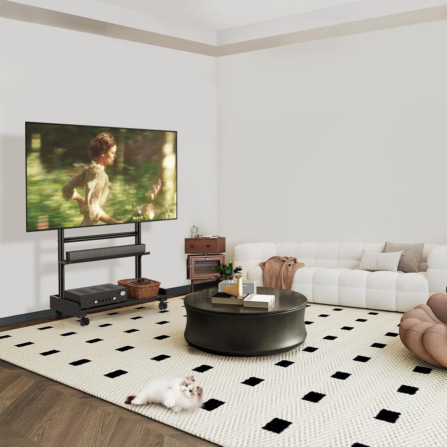 Heavy Duty Rolling TV Stand with Wheels for Most 40-86 Inch TV