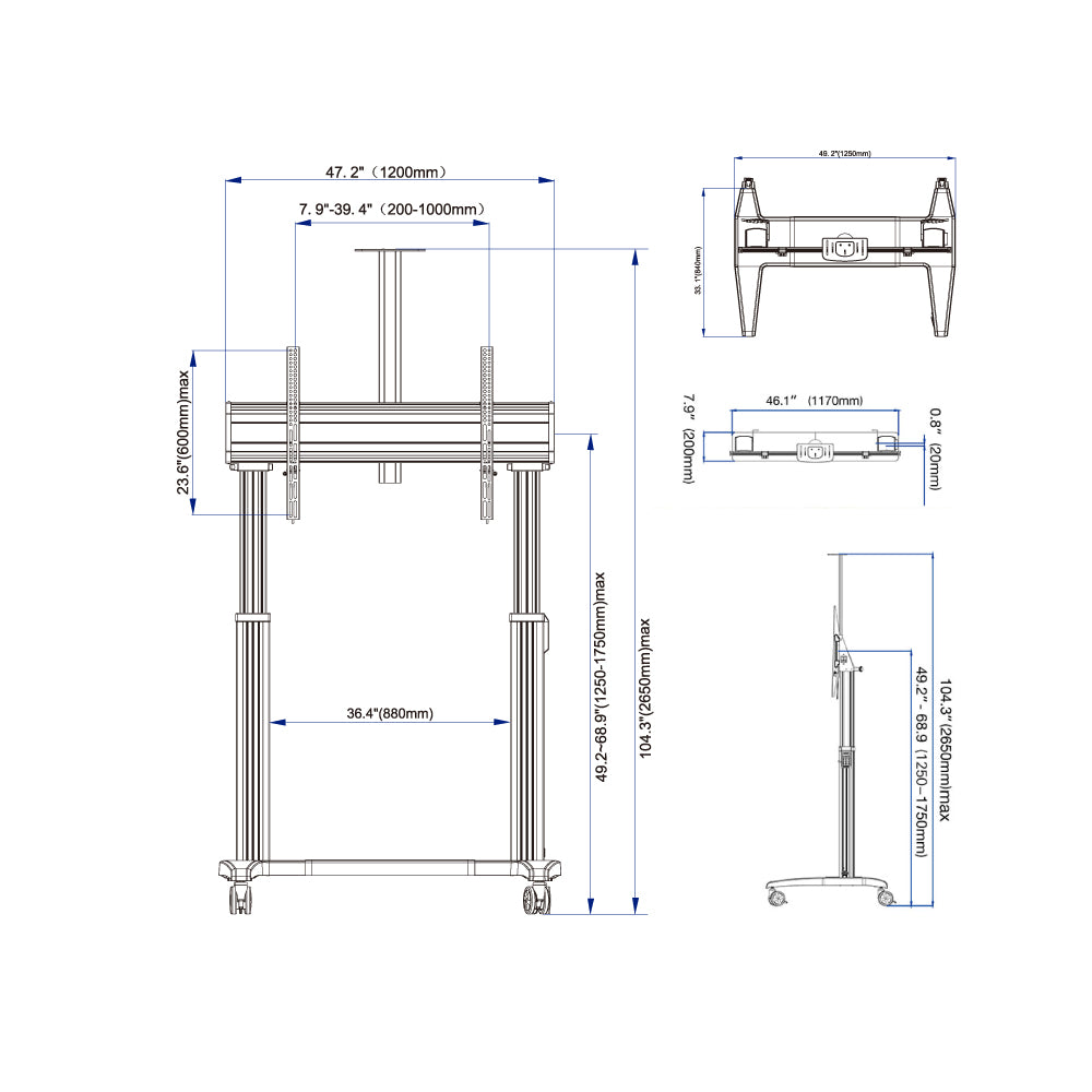 Motorized Mobile TV Stand for 75"-120" TV