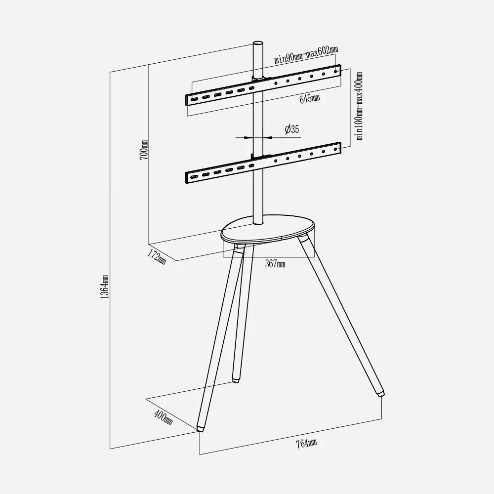 Tripod TV Floor Stand for 45"-65" Inch TV