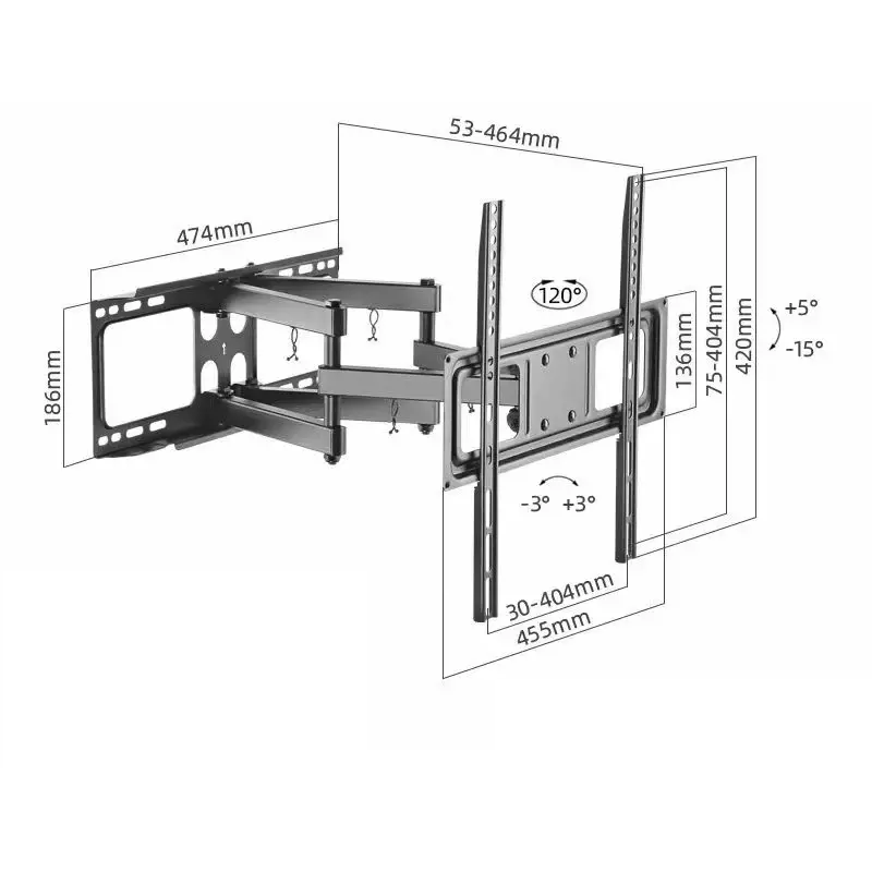Double Arm Swivel Full Motion TV Wall Bracket for 26"-70" TV