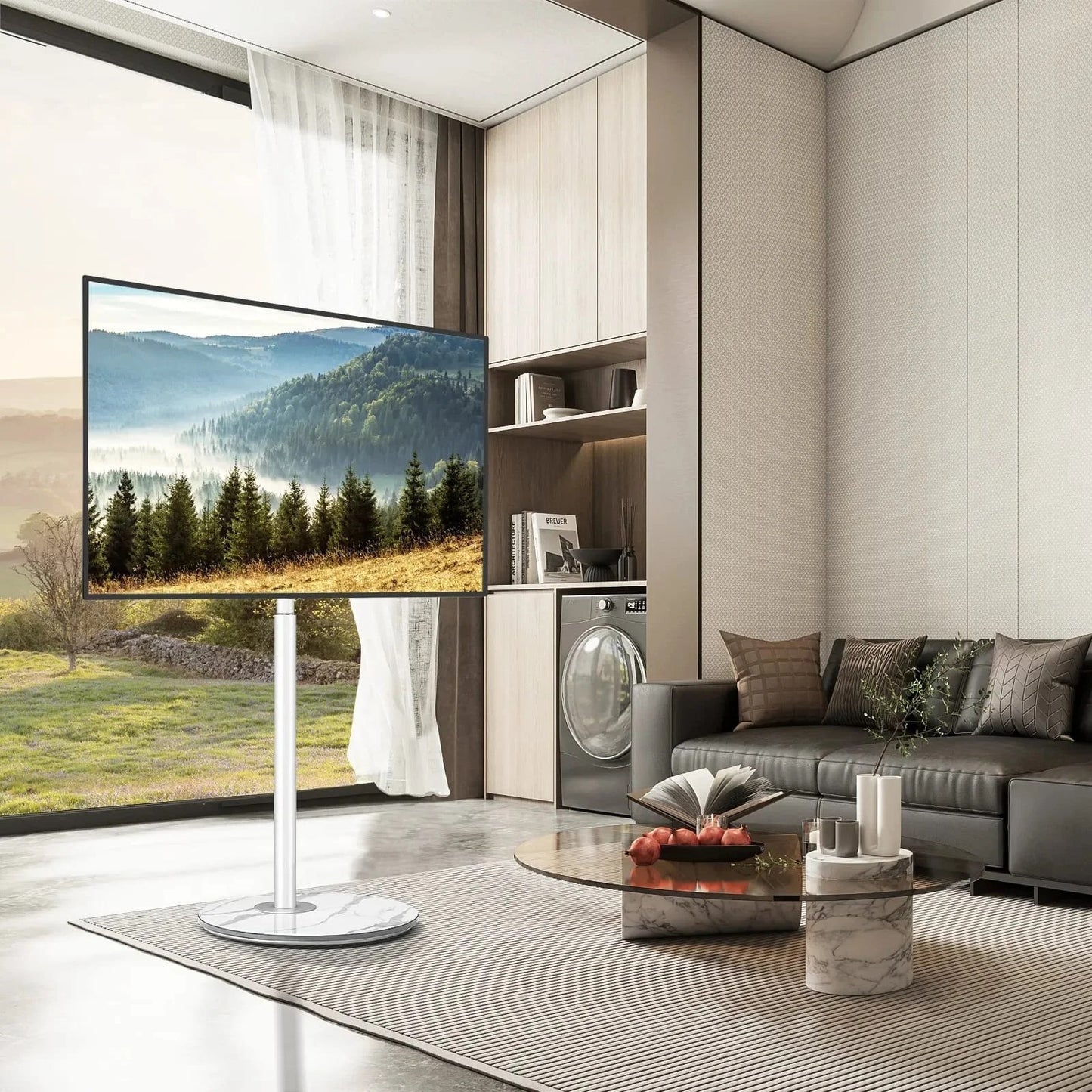 Floor TV Stand with 90 Degree Swivel for 32-65 inch TV