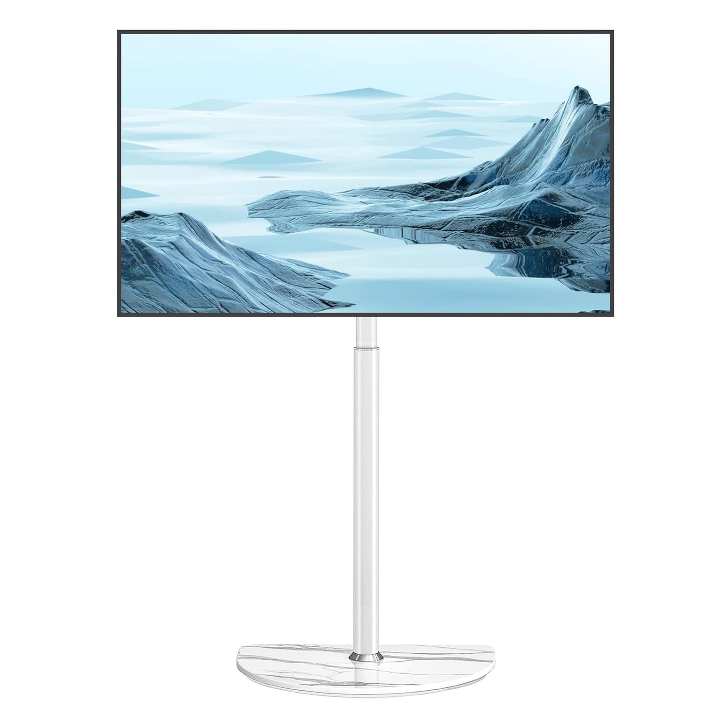 Rfiver Corner TV Floor Stand for 32-65 inch Flat Panel/Curved Screen TVs, Height Adjustable and Semi Circular Glass Base | TF1202