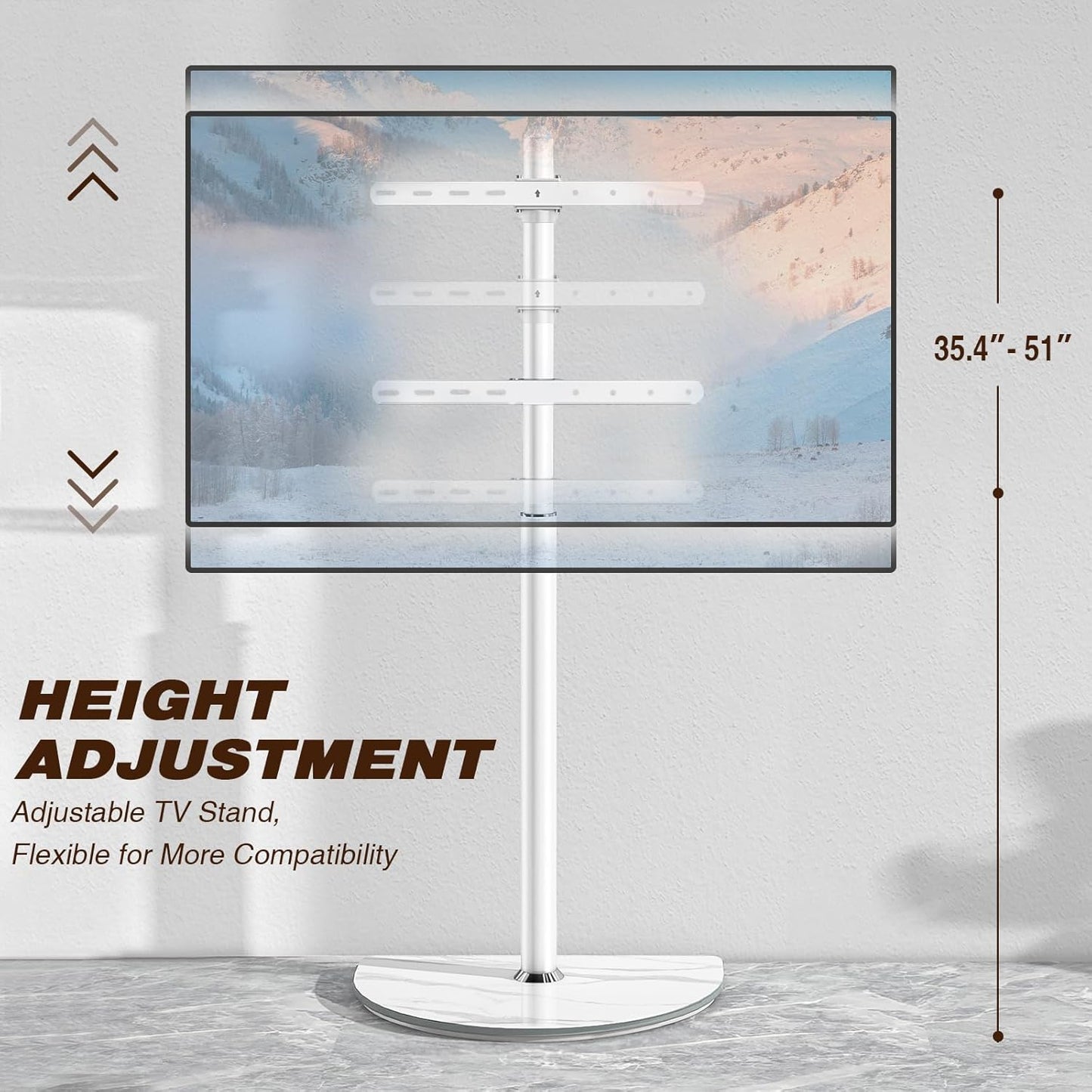 Rfiver Corner TV Floor Stand for 32-65 inch Flat Panel/Curved Screen TVs, Height Adjustable and Semi Circular Glass Base | TF1202