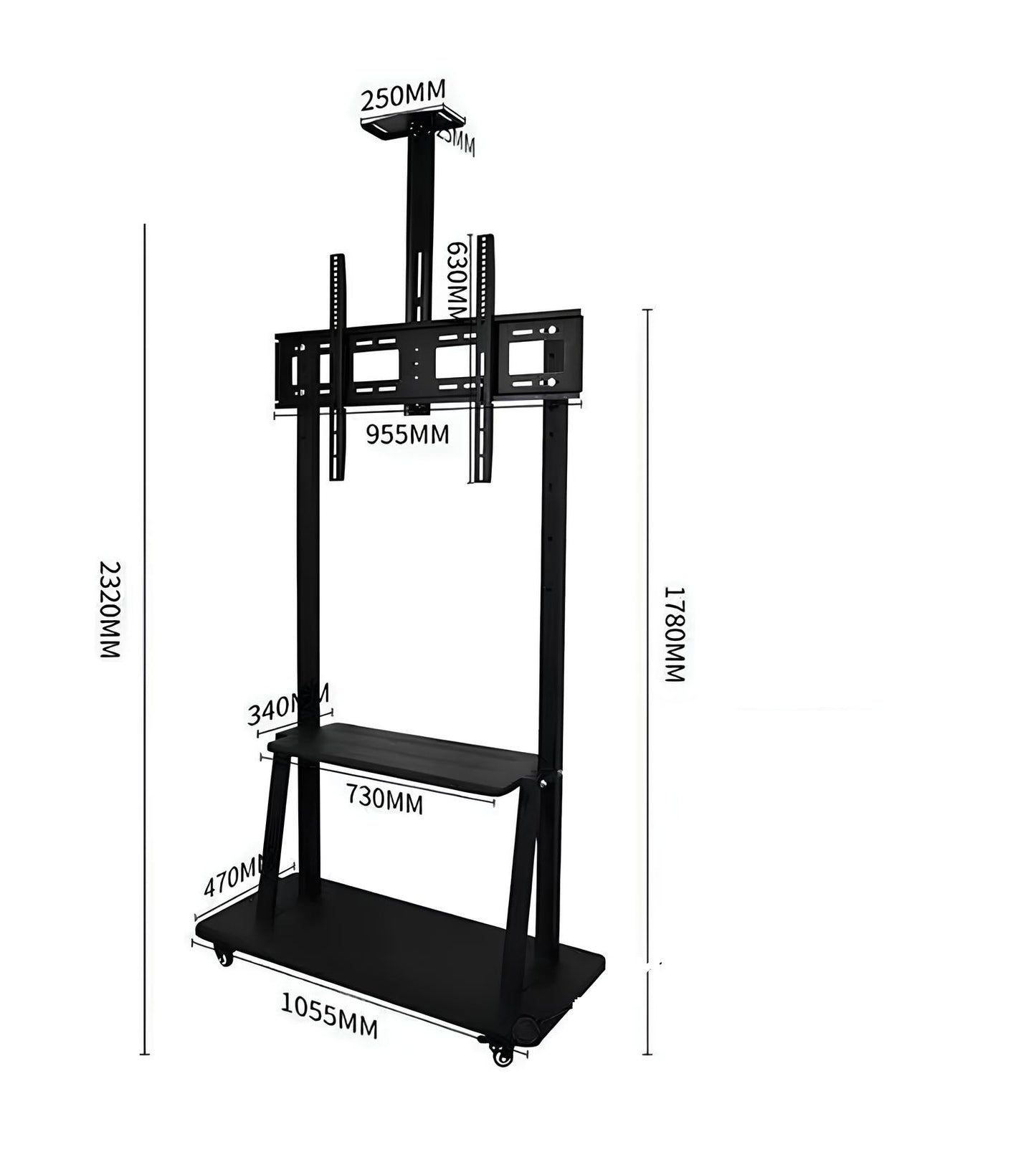 Mobile TV Stand with Wheels for 50”-100” TV