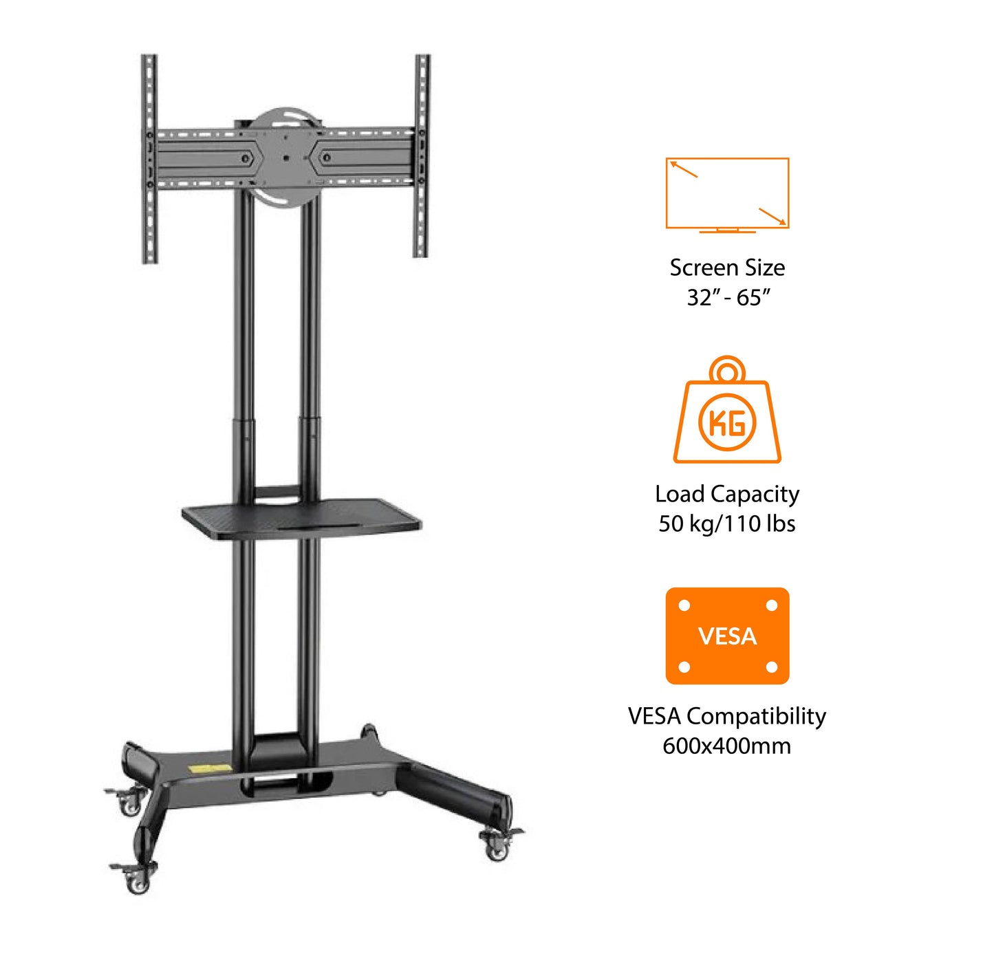 Mobile TV Stand with Wheels for 32"-65" TV