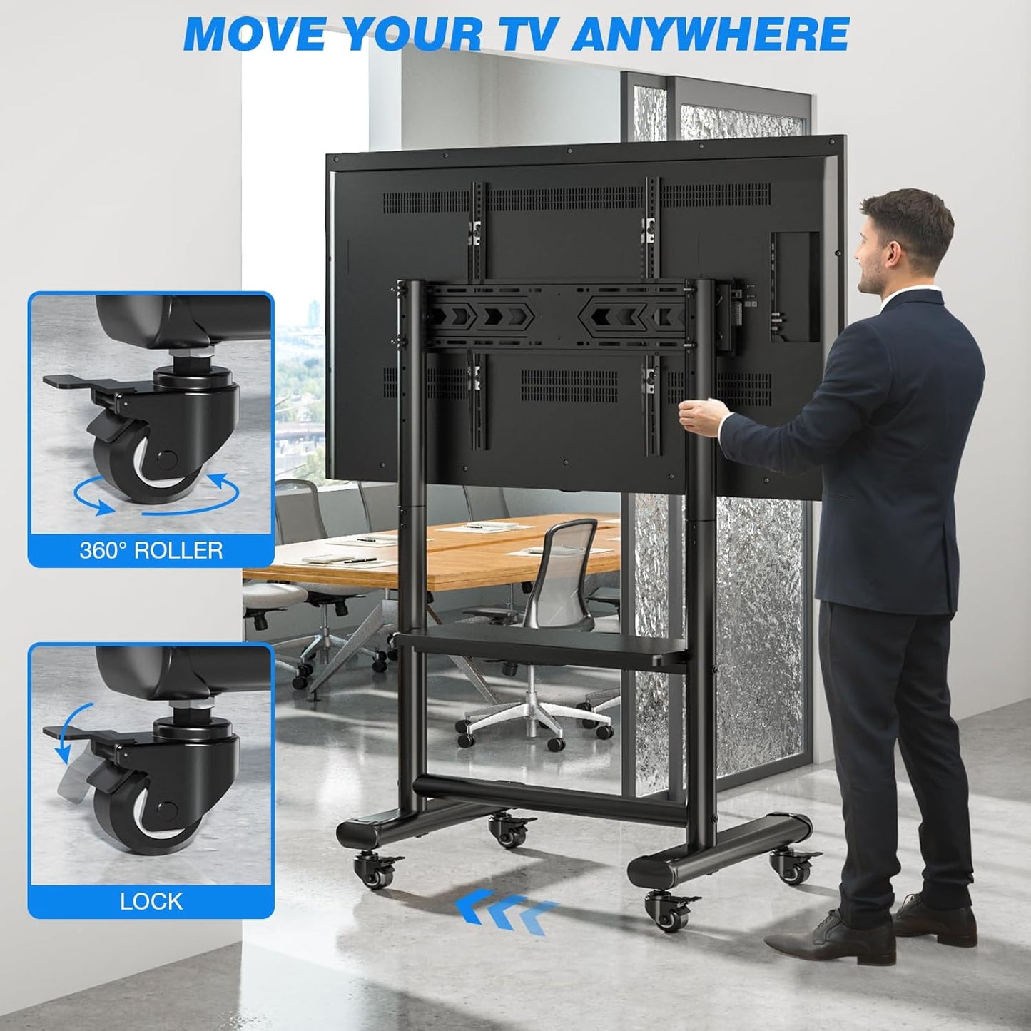 Heavy Duty Mobile TV Stand for 50-92 Inch Large TV