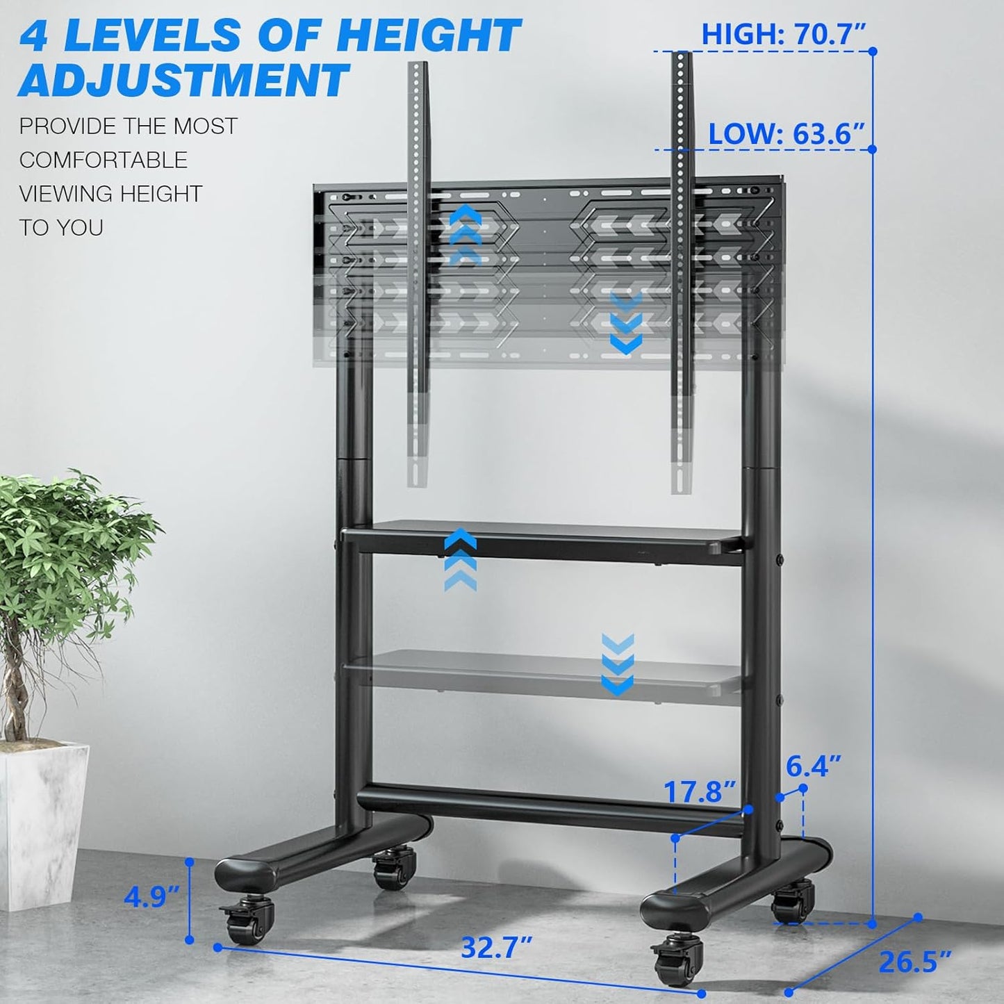 Heavy Duty Mobile TV Stand for 50-92 Inch Large TV
