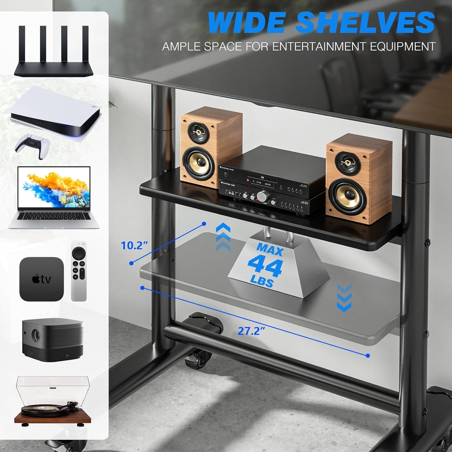 Heavy Duty Mobile TV Stand for 50-92 Inch Large TV