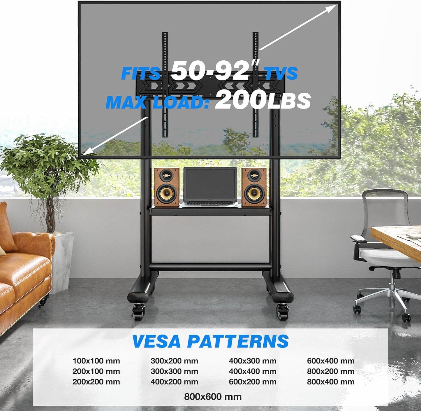 Heavy Duty Mobile TV Stand for 50-92 Inch Large TV