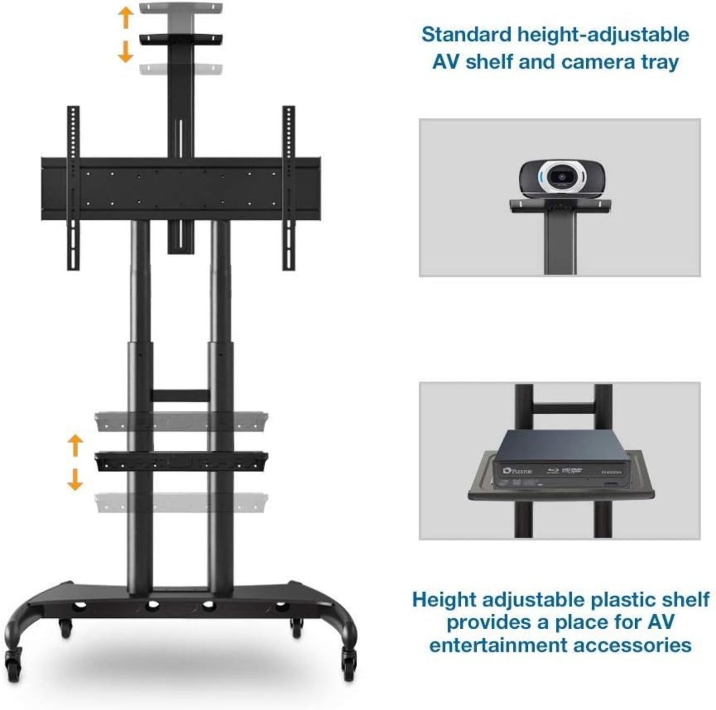 Heavy Duty Mobile TV Cart for 55–90 Inch TV Screens