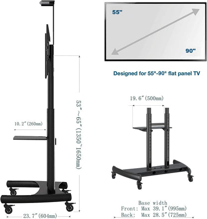 Heavy Duty Mobile TV Cart for 55–90 Inch TV Screens