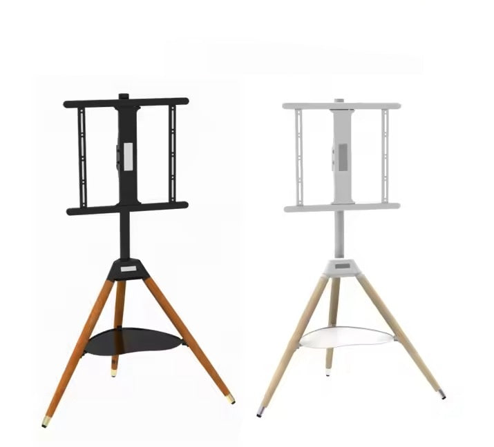 Tripod TV Floor Stand with Wooden Legs for 32–65 Inch Flat Screen TVs