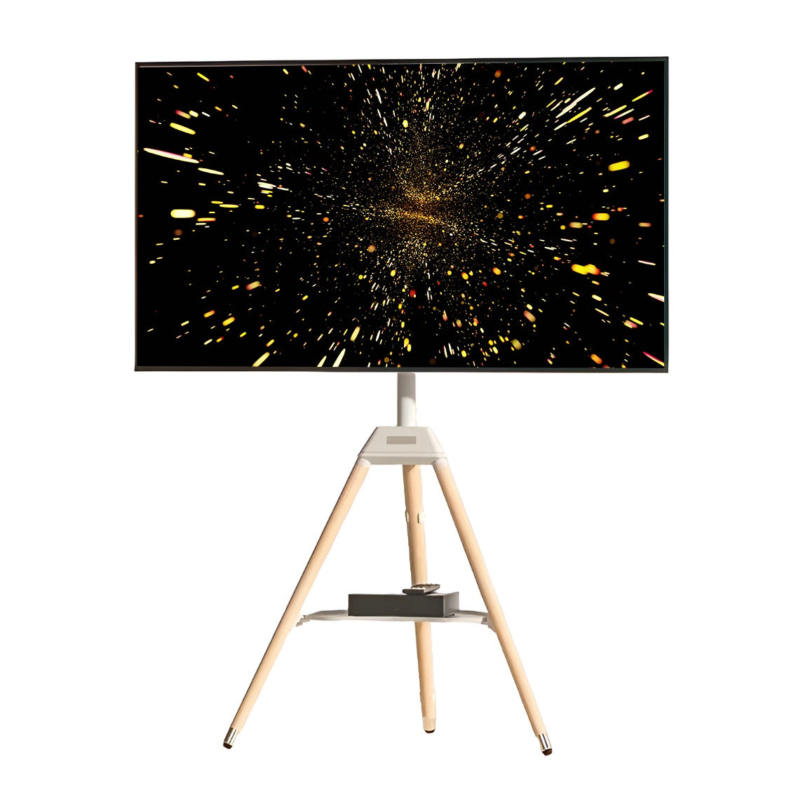 Tripod TV Floor Stand with Wooden Legs for 32–65 Inch Flat Screen TVs