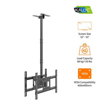 Double Panel Ceiling TV Mount for 32"–55" LCD/LED/Plasma TVs