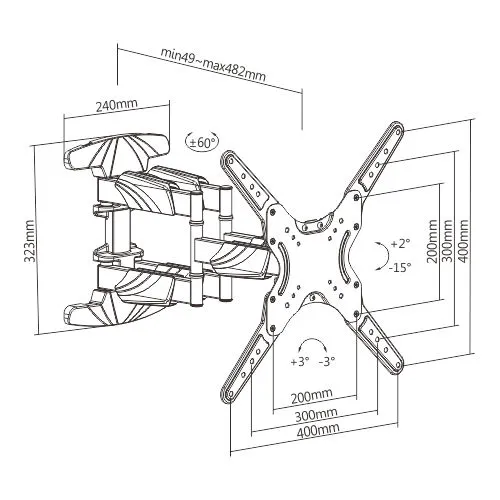 Double Arms Swivel TV Wall Mount for 23"-55" TV