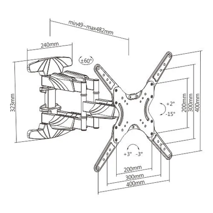 Double Arms Swivel TV Wall Mount for 23"-55" TV