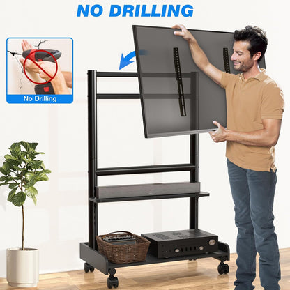 Heavy Duty Rolling TV Stand with Wheels for Most 40-86 Inch TV