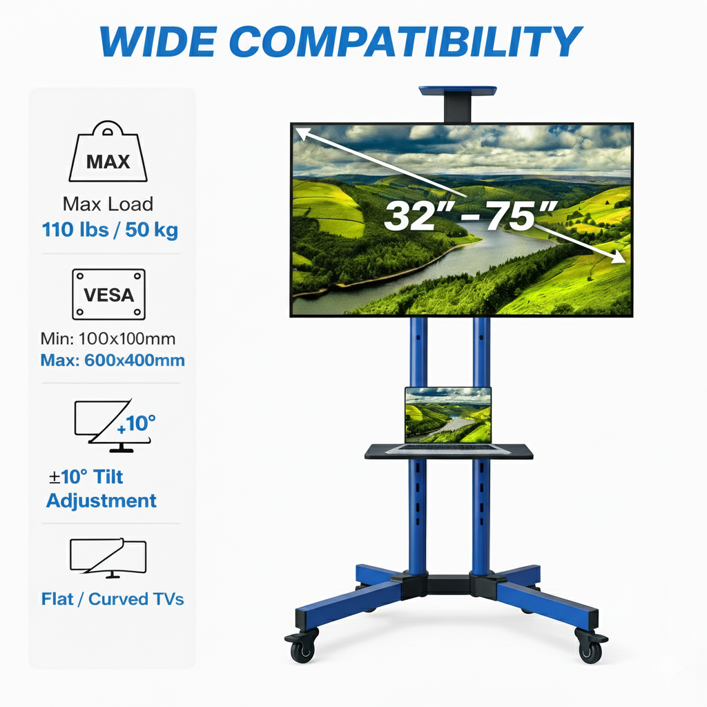 Mobile TV Stand for 32 to 75 inch TV