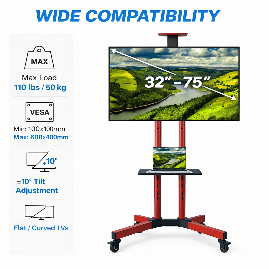 Mobile TV Stand for 32 to 75 inch TV