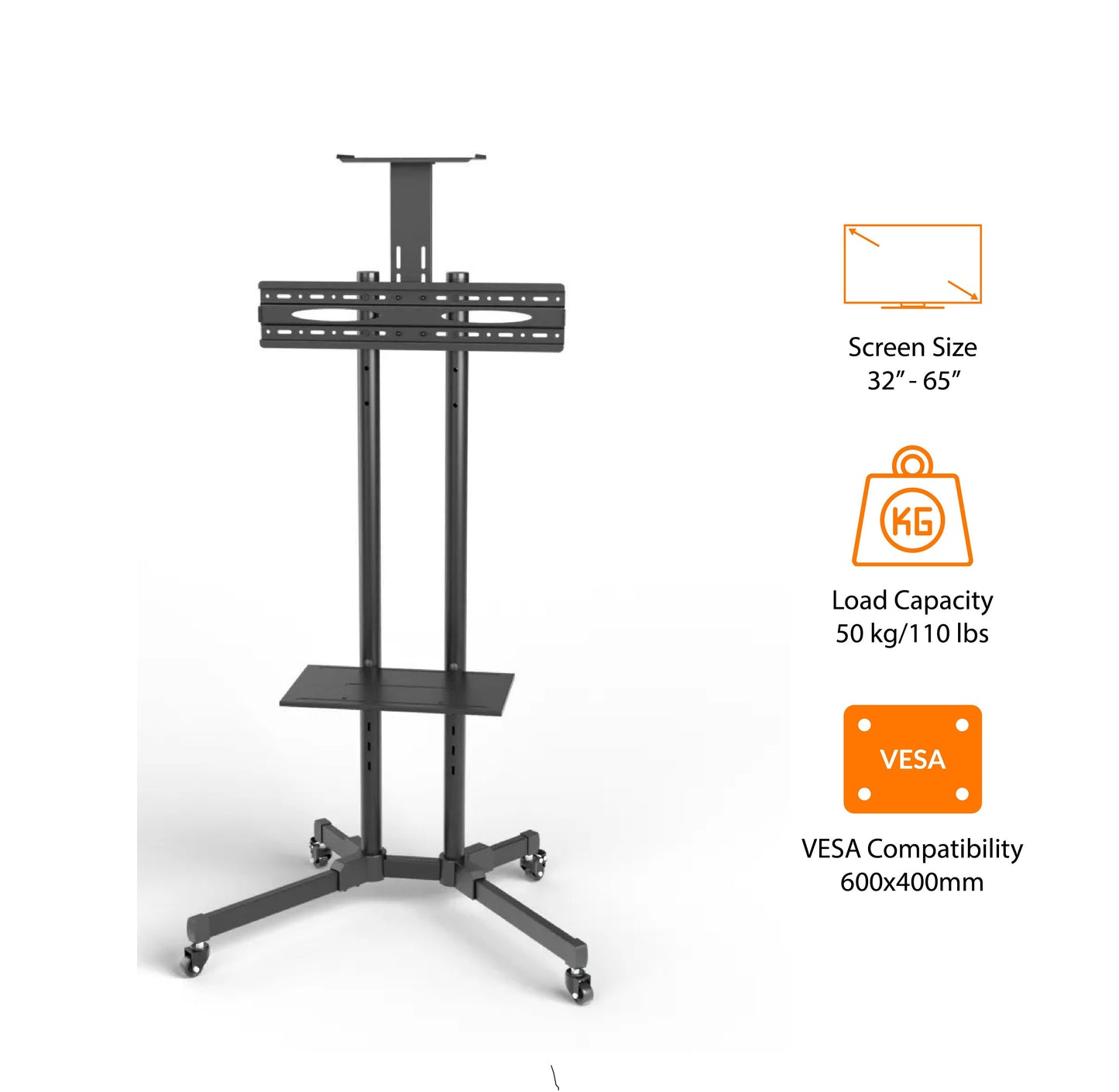 Mobile TV Stand with Wheels for 32"-65" TV