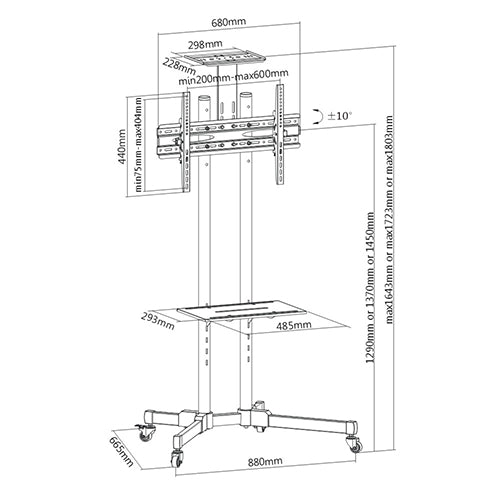 Mobile TV Stand with Wheels for 32"-65" TV
