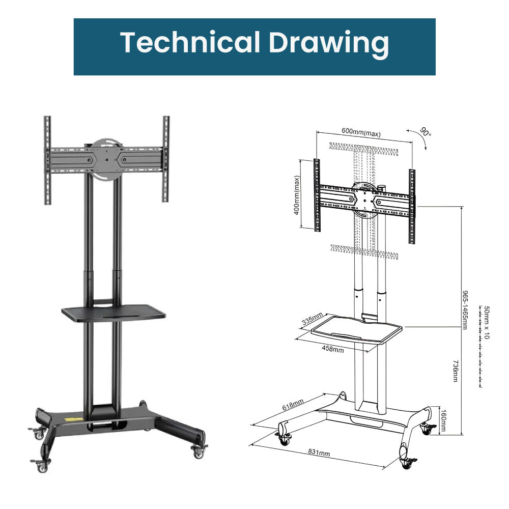 Mobile TV Stand with Wheels for 32"-65" TV