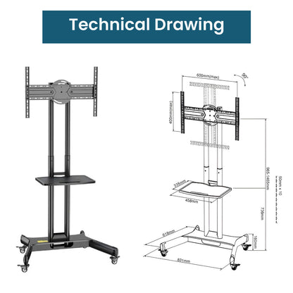 Mobile TV Stand with Wheels for 32"-65" TV