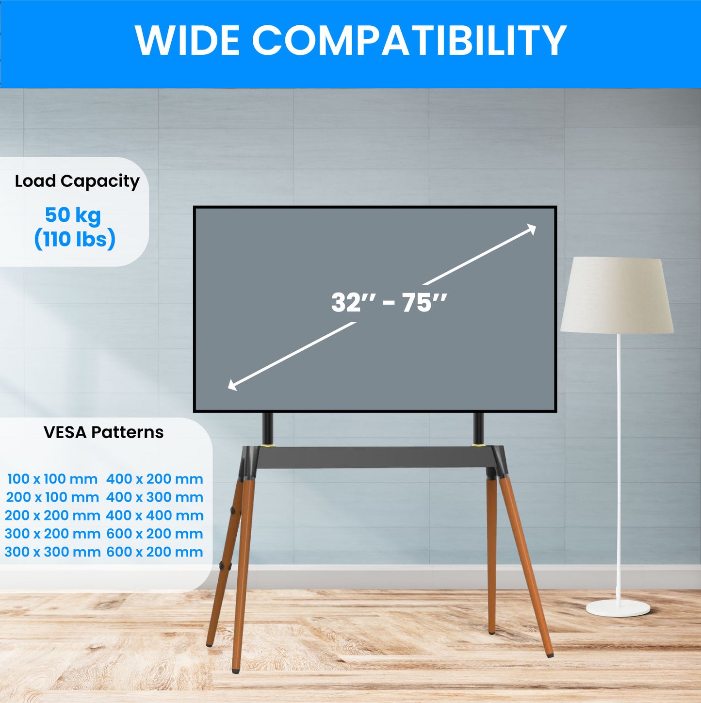 Four-Legged Easel TV Stand for 32 to 75 Inches TV