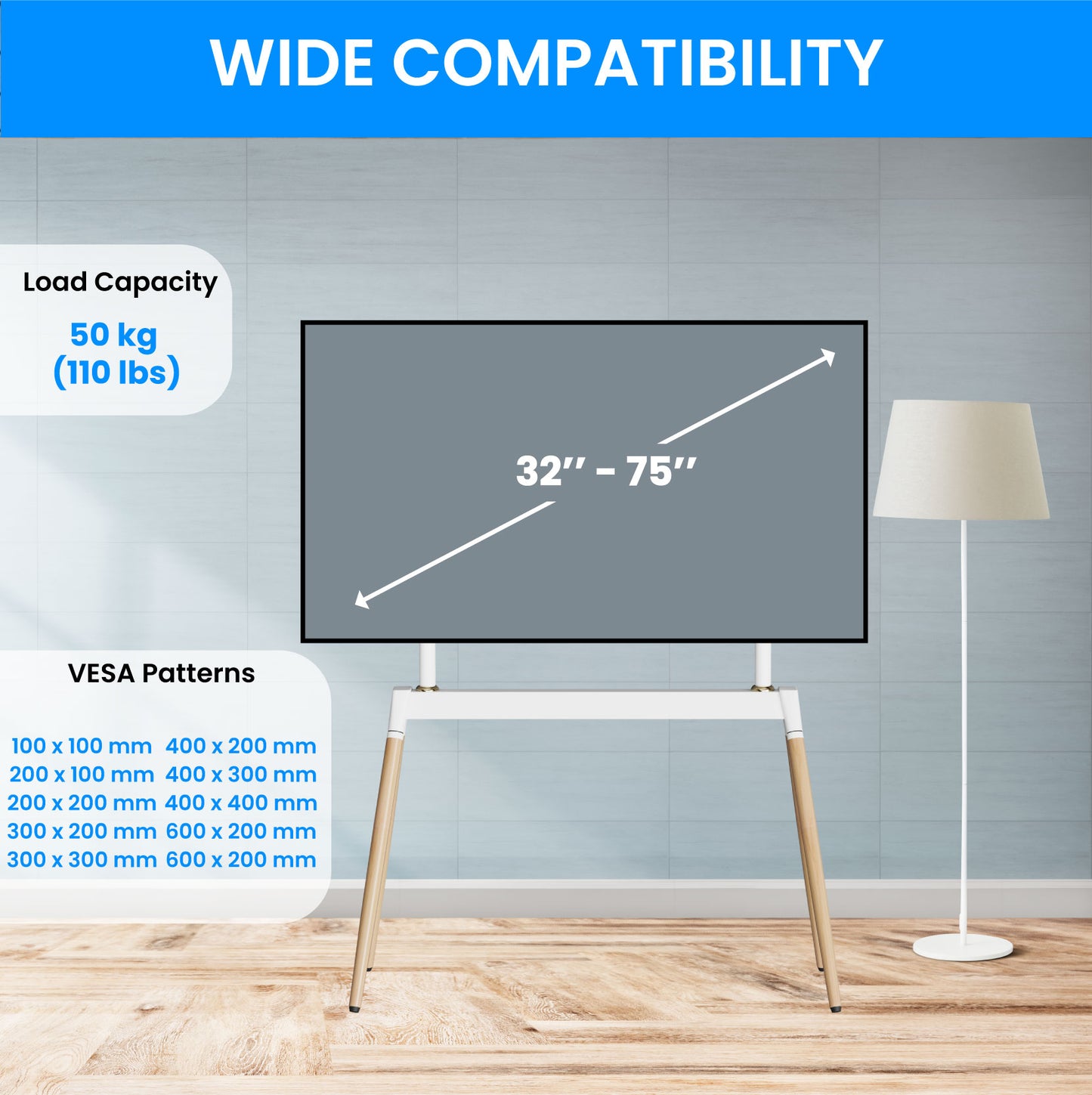 Four-Legged Easel TV Stand for 32 to 75 Inches TV