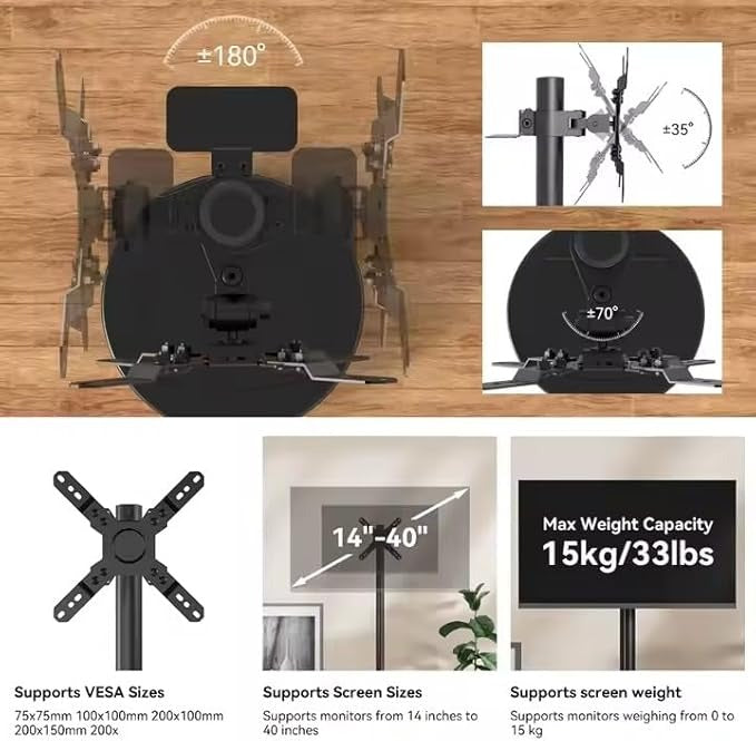 Mobile Monitor Stand for 14–40 Inch Screens