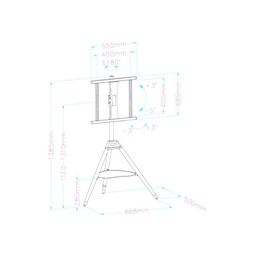 Tripod TV Floor Stand with Wooden Legs for 32–65 Inch Flat Screen TVs