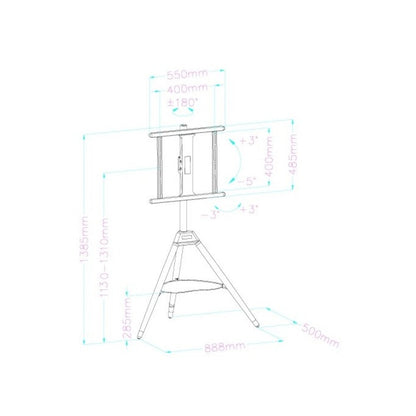 Tripod TV Floor Stand with Wooden Legs for 32–65 Inch Flat Screen TVs