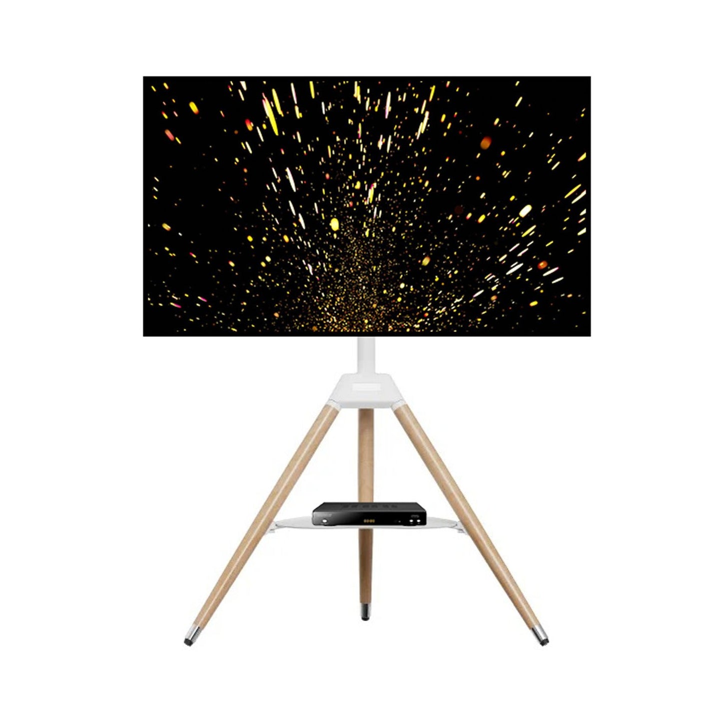 Tripod TV Floor Stand with Wooden Legs for 32–65 Inch Flat Screen TVs