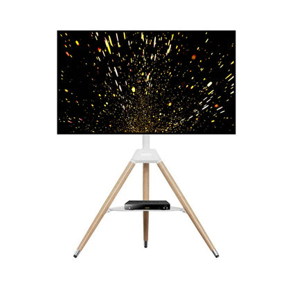 Tripod TV Floor Stand with Wooden Legs for 32–65 Inch Flat Screen TVs