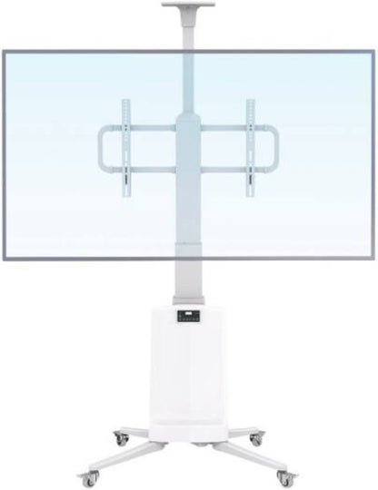 NB ERGONOMIC Motorized TV Floor Stand TW85 for 55″ to 85″ TV White