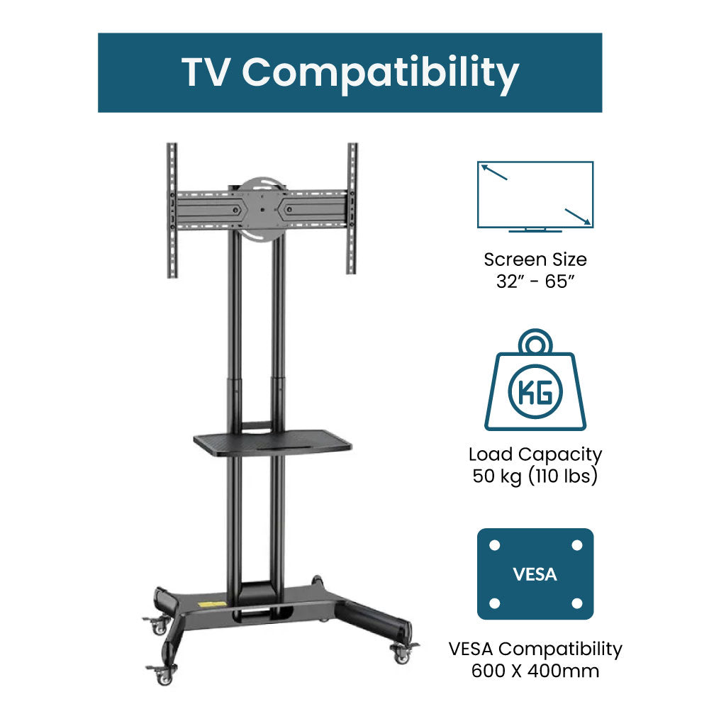 Mobile TV Stand with Wheels for 32"-65" TV