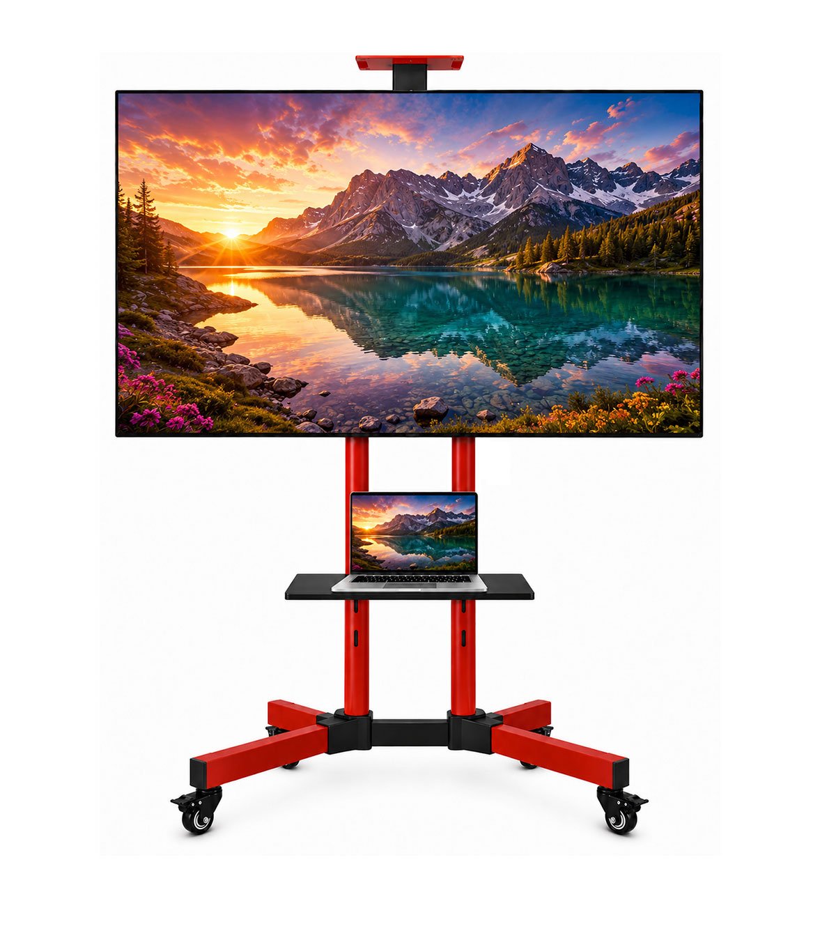 Mobile TV Stand for 32–75 Inch Screens Red Mobile TV Stand for 32–75 Inch Screens - Image 1