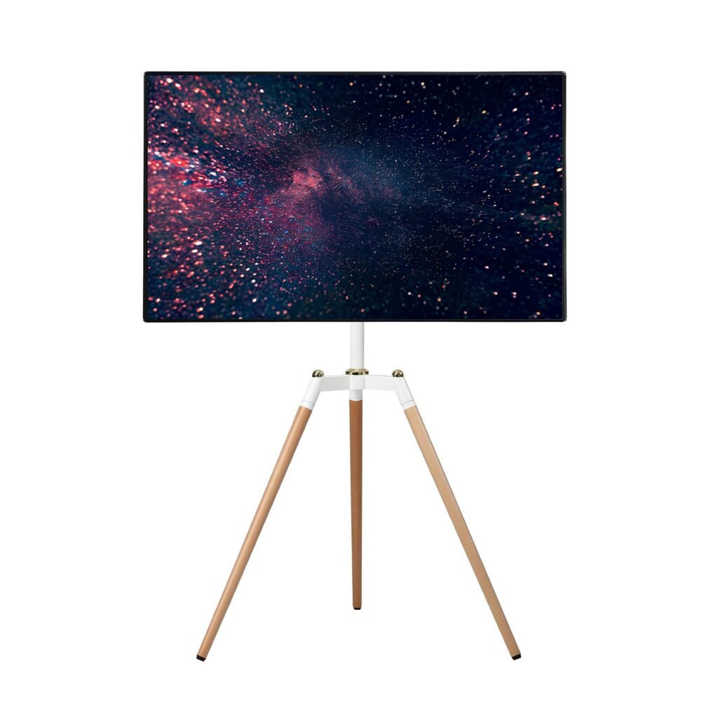 tripod tv stand for 32 to 65 inch tvs, white